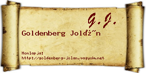 Goldenberg Jolán névjegykártya